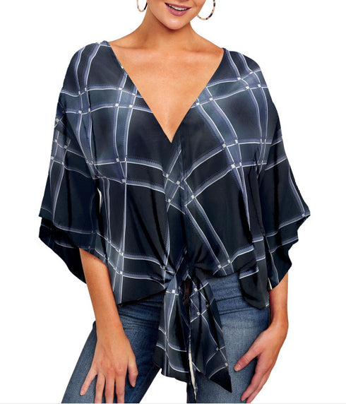 Women's Leopard Print Floral Tie Front Shirt